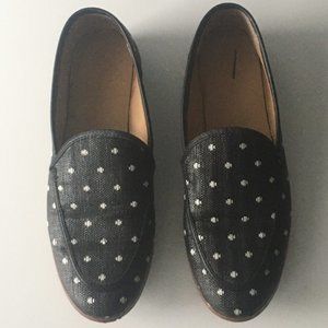 Banana Republic Demi polka dot loafers black white